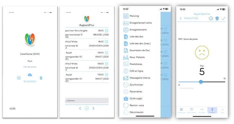 Care4Nurse application mobile screenshots FR